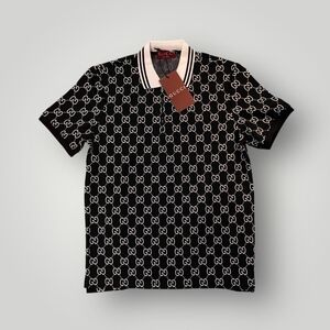 Gucci Black/White GG Monogram Polo Shirt - XL